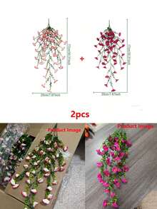 2pcs UV-Resistant Artificial Dawn Flower Decor, Available In Pink And Rose Red, Suitable For Indoor/Outdoor Home Decor, Door Wreath, Wedding Decor, Mother's Day, Spring/Summer Garden And Yard Decoration, Outdoor Artificial Plant Decor - Multicolor - View 15