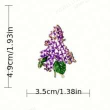 1pc Elegant Purple Lilac Flower Enamel Brooch For Women, High-End Vintage Style, Alloy Brooch For Party Or Daily Wear - Purple - View 6