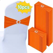 10pcs Chair Back Decorative Bowknot Elastic Bands, Chair Sash With Silver Crown Buckle, Suitable For Wedding Party Christening Chair Decoration - Multicolor - View 16