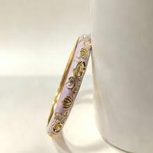 1件18K镀金珐琅花卉雕刻水晶镶嵌手链，优雅多色珐琅饰品，适合女士日常及派对佩戴，是送给她的完美礼物。 - 皇冠款手鐲 - 查看 6