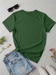 Playera básica mujer dama cuello redondo manga corta estampado GRAFICO DE FRUTAS CEREZA CEREZAS CHERRY CHERRIES BRILLANTE GRAPHIC Textura Suave Fortiz-Vintage Street Style Unisexoose Cotton Short Sleeve Crew Neck T-Shirt - Verde - Ver 5