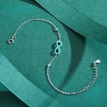 Romantic Infinite Love Bracelet 925 Sterling Silver Vintage Natural Turquoise Chain Bracelets For Women Wedding Jewelry - Turquoise Bracelet - View 4