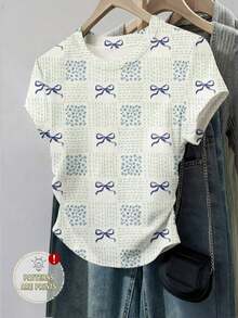 Camiseta de rayas que afina la cintura para mujer, de estilo casual y versátil para el día a día y la moda, para el verano - Multicolor 2 - Ver 1
