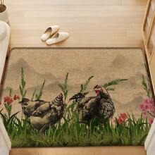 1pc Home Decor, Rooster Pattern Printed Linen Kitchen Rug, Carpet, Mat, Bathroom Mat, Doormat, 3D Printed Rectangular, Suitable For Living Room, Bedroom, Hallway, Bathroom, Laundry Room - Polyester Carpet, For Indoor And Outdoor Home Decor - Multicolor - View 5