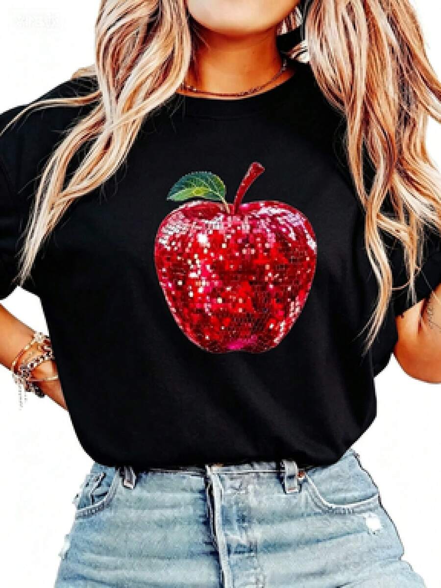 Una camiseta de manga corta con estilo retro americano, diseño holgado, estampado (los pantalones son solo sugerencias de estilo), camiseta gruesa multicolor, material 100% algodón, estampado moderno, adecuada tanto para hombres como para mujeres, estilo nuevo de primavera/verano/otoño, transpirable y cómoda, sencilla y versátil, la elegante camiseta unisex con estampado tropical es muy adecuada para vacaciones, Halloween y fiestas del Día de la Independencia de México. - Negro - Ver 1