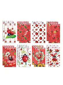 8pcs/1pc Cartoon Ladybug Theme Mini Spiral Notebooks And Pocket Notebooks. Compact And Portable, Perfect As Party Favors For Various Occasions Such As Spring/Summer Themed Events, Birthday Parties, Weddings, Graduation Celebrations, Insect Themed Gatherings, Ladybug Themed Parties, Etc. - One Size Fits All - View 1