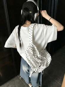 Damen Oversized Hellgraues T-Shirt, Vintage American Flag Distressed Print Tee, Y2K Grunge Rock Retro Lässiges Lockeres Kurzarm-Oberteil Sommer - Weiss - Übersicht 3