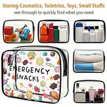 Unisex Transparent Travel Makeup Bag - Lightweight PVC Material, Zipper Closure, Can Store Cosmetics And Medicines, Suitable As Carry-On Luggage, Can Be Used For Airport, Gym Or Daily Use, Transparent Storage Pouch, Minimalist And Practical Design, Zipper Closure - Hot Pink - View 3