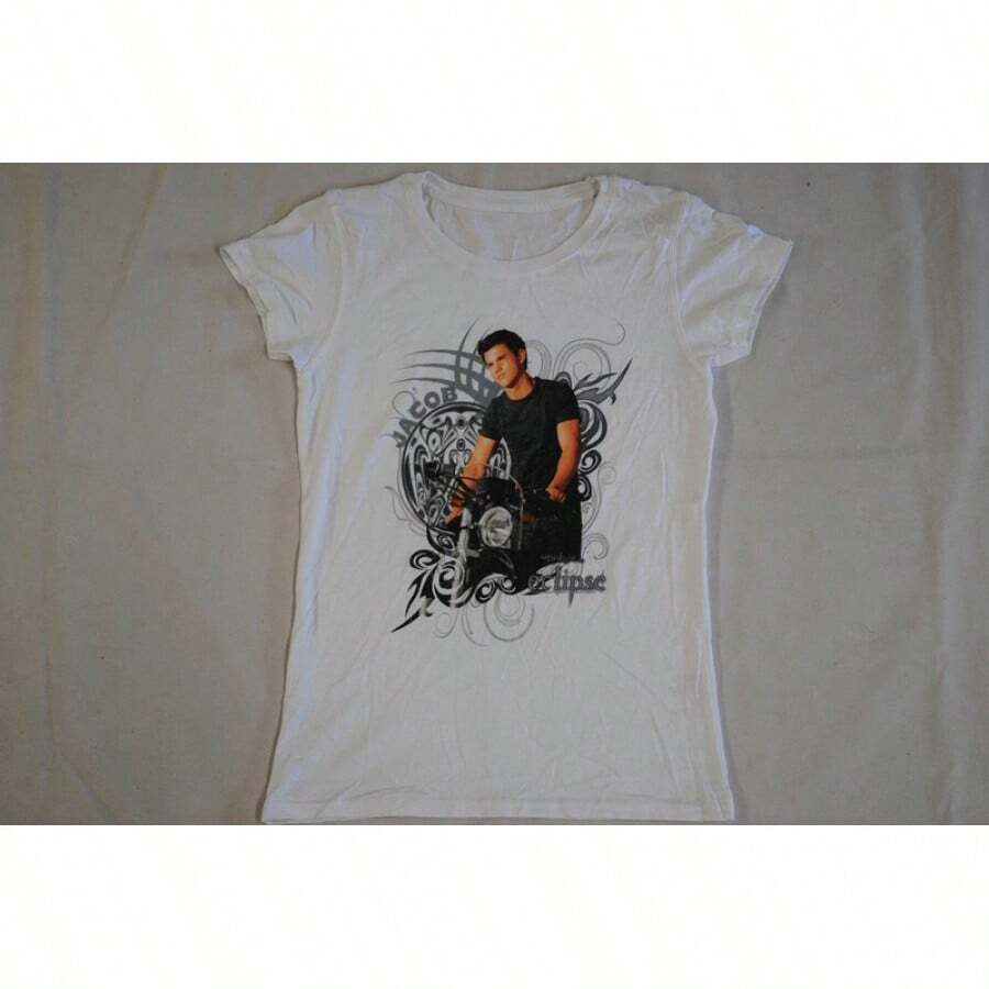 TWILIGHT SAGA ECLIPSE JACOB MOTORCYCLE WOMEN'S SKINNY T-SHIRT NEW OFFICIAL MOVIE - White - View 1