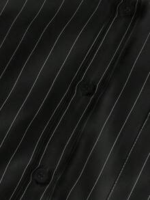 Camisa casual de manga larga con bolsillo, de ajuste suelto y hombros caídos, de unicolor, para primavera/verano, Top de manga larga - Blanco y Negro - Ver 5
