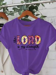 1 Women's T-Shirt With Religious Floral Print - White Religious Clothing, Casual Round Neck Top, Suitable For Church, Bible Study And As A Gift For Christian Women, 180g Opaque 100% Cotton Fabric. - 白色 - 查看 11