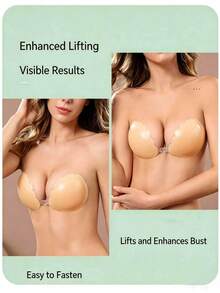 1pc 2X Silicone Lace Bra, Invisible Seamless Adhesive Bra, Suitable For Outings And Daily Wear - Multicolor - View 2