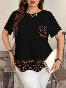 Camiseta casual de talla grande con bolsillo y rayas de contraste, prenda de vestir occidental estilo boho bohemio, top de festival de los 90, verano y primavera - Multicolor - Ver 5