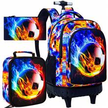 Bộ 3 balo kéo cho bé trai, balo bóng đá Lightning có bánh xe, balo du lịch chống nước có bánh xe. - Ba lô một bánh xe - Xem 11