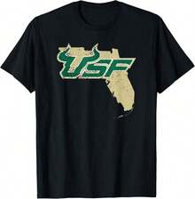 Local -63 University Of South Florida USF Bulls State Shape T-Shirt - Black - View 1