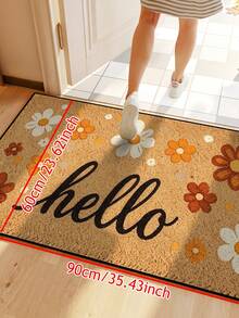 1pc Hello Daisy Floral Print Doormat, Non-Slip Water-Absorbing Entryway Mat, Machine Washable Low-Profile Front Door Mat, Anti-Dirt Indoor/Outdoor Carpet, Suitable For Porch/Kitchen/Bathroom, Housewarming Gift - 1PC - View 10