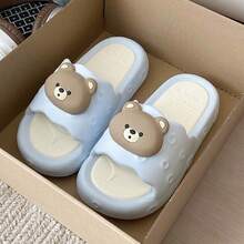 New Summer Cute Fish Design Indoor Home Open Toe Slippers, Soft Sole Comfortable Thick Bottom Non-Slip Sandals - Blue and White - View 5