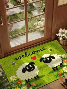 1 buah Keset Selamat Datang Bergambar Domba Tersenyum yang Menarik, Karpet Anti Selip Gaya Rumah Pertanian untuk Dalam dan Luar Ruangan, Keset Poliester yang Dapat Dicuci dengan Mesin, Cocok untuk Dapur, Ruang Makan, Lorong, Kamar Mandi, Kamar Tidur, Luar Ruangan, Pintu Masuk, Dekorasi Rumah, Dekorasi Ruangan, Sepanjang Musim - 1PC - View 2