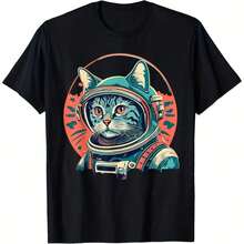 GiftSpace Camiseta de Manga Corta con Cuello Redondo para Mujer, Diseño de Astronauta, Estilo Coic Explorer, Impresión a una Cara, Algodón, Suave, para Todas las Temporadas - Color 9 - Ver 5