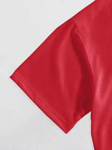 Nueva Camiseta Casual de Verano para Mujer con Estampado Navideño, Cuello Redondo y Manga Corta - Estilo Vintage Urbano, Unisex, Holgada, de Algodón, con Cuello Redondo y Manga Corta - rojo - Ver 3