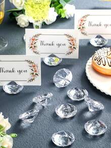 5/10pcs Acrylic Rhinestone Table Place Name Card Holder, Crystal Table Number Stand, Party Decorations For Birthday, Wedding, BabyShower, Valentine Day - Silver - View 2