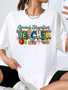 Camiseta de Maestro de Educación Especial 2026 para Maestros con Diseño Colorido y Elementos Educativos, Perfecta para Eventos Escolares y el Día de Agradecimiento al Maestro - Blanco - Ver 1