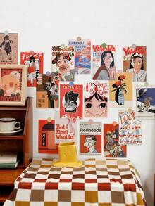 30 piezas Tarjetas postales decorativas con diseño nostálgico de la era Showa, fondo de pared, marco de fotos, pegatina de pared, tarjeta de felicitación, papel para scrapbooking, decoración de planificador, fondo de marco de fotos - Pasado de la era Showa - Ver 5