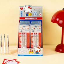 SANRIO 6 cây bút bi Hello Kitty mèo 0.5mm màu đen, ngoại hình chất lượng cao, 3 cái giá đỡ bút, đồ dùng viết - Nhiều kiểu dáng - Xem 3