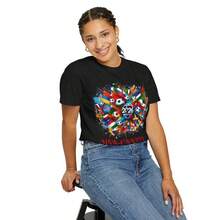 Camiseta Unisex de Cuello Redondo, Holgada y Casual, de Algodón Puro, con Patrón de Bandera de la Copa Mundial de Fútbol 2026, Nuevo Modelo de Exportación - Blanco - Ver 7