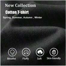 Sold Separately, Not A Three-Piece Set. Women's Vintage American-Style Printed T-Shirt, Soft And Comfortable, With Several Styles Available. Three Designs To Choose From. Made From 100% Pure Cotton, It's Ideal For Working Out, Everyday Wear, Vacations, School, The Office, And Parties. - 黑色 - 查看 3