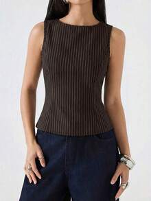 Blusa negra de diseñador de moda de verano para mujer - Marrón - Ver 3