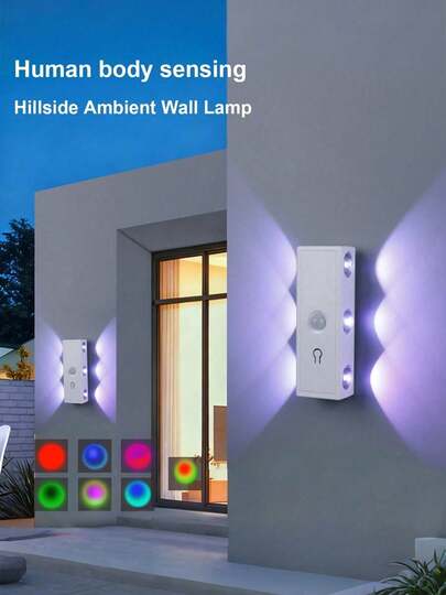 1 đèn LED treo tường 6 mắt, sạc USB, cảm biến chuyển động, 3 nhiệt độ màu/màu gradient RGB, đèn ngủ có thể điều chỉnh độ sáng, chế độ cảm biến chuyển động, thích hợp cho lối vào, cầu thang, hành lang, đầu giường, bàn làm việc và tủ quần áo, tuyệt vời cho việc trang trí nhiều không gian khác nhau. (Dung lượng pin: 400mAh)