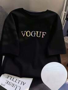 Short Sleeve T-Shirt, Round Neck, Vogue Print, Women's Colors, Men's T-Shirt, Tops, Sweatshirts For Women, Y2k T-Shirt Shirt - 黑色 - 查看 10