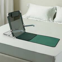 Respaldo de cama ajustable con reposabrazos y cojín de espuma, portátil, respaldo de malla plegable con ángulo ajustable en 5 posiciones para personas mayores y pacientes para leer y relajarse, azul marino y gris. - Verde - Ver 1