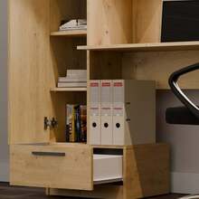 Multifunctional Desk With Integrated Bookshelf And Tall Cabinet, Minimalist Home Computer Workstation For Bedroom Or Study, Writing Desk With Drawer And Side Storage For High-Capacity Organization, Available In Three Colors. - Table - View 7
