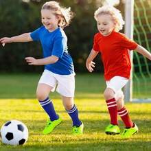 1 par de calcetines de fútbol de caña alta para niños y niñas, calcetines de fútbol cómodos y transpirables, calcetines deportivos que absorben el sudor, calcetines de fútbol gruesos, adecuados para correr, fútbol, baloncesto, rugby de adolescentes, uso profesional en entrenamiento deportivo, adecuados para todas las estaciones. - Multicolor - Ver 2