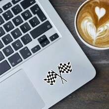 (1PC) 3 Inch Waterproof Removable PVC Vinyl Sticker Decal - Crossed Checkered Racing Flags Illustration, Motorsport And Victory Theme Aesthetic For Laptop, Phone Case, Skateboard, Tumbler, Helmet - Y2K Girly Sticker For Gen Z Women, Back To School, Racing Fans, Summer Gift - 3*1.82 Inches - View 5