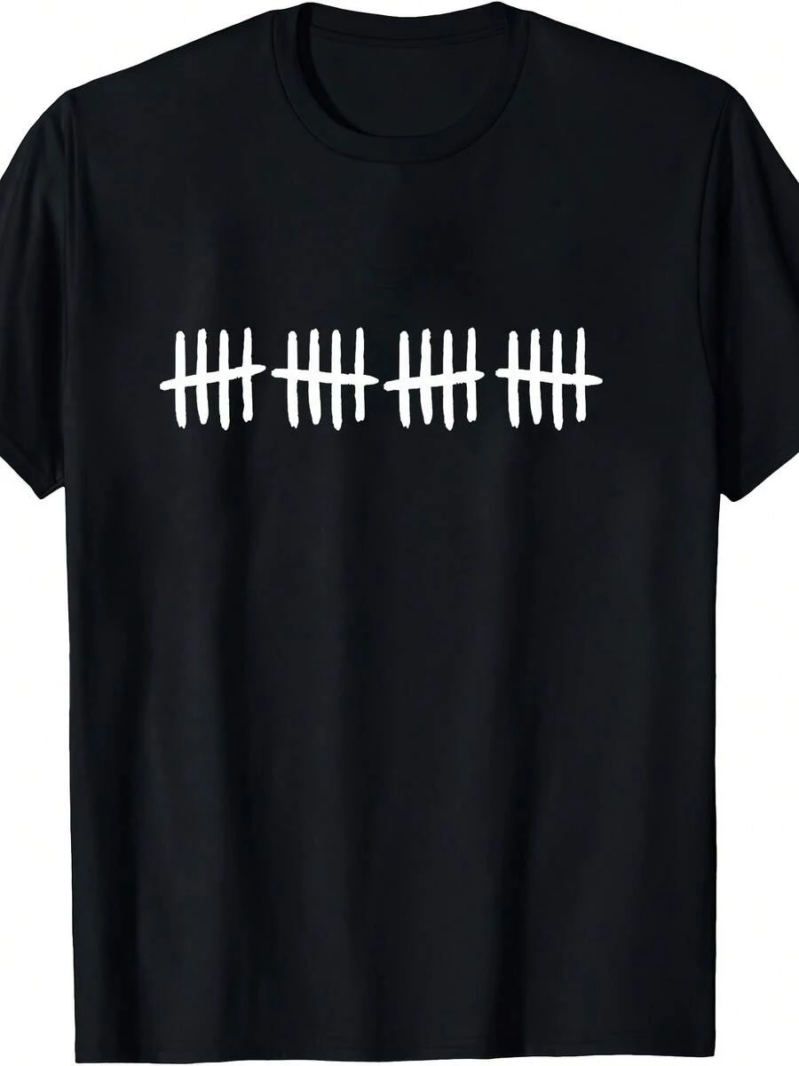 1 pieza, Camiseta con cuenta regresiva para el 20º cumpleaños, Camiseta casual de cuello redondo, Camiseta con estampado único y divertido para el 20º cumpleaños, Suave y transpirable, Corte regular para uso diario y fiestas. | Camiseta con gráfico divertido - Negro - Ver 1