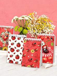 8pcs/1pc Cartoon Ladybug Theme Mini Spiral Notebooks And Pocket Notebooks. Compact And Portable, Perfect As Party Favors For Various Occasions Such As Spring/Summer Themed Events, Birthday Parties, Weddings, Graduation Celebrations, Insect Themed Gatherings, Ladybug Themed Parties, Etc. - One Size Fits All - View 8