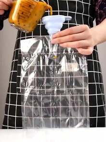 1-10pcs Standard Size Portable Disposable Plastic Ice Making Bags With Funnel Elegant Daily Style Transparent Divided Bag Self-Sealing Closure Ice Cube Mold Kitchen Accessory For Summer Travel Picnic Holiday Essential & Graduation Season - Multicolor - View 8