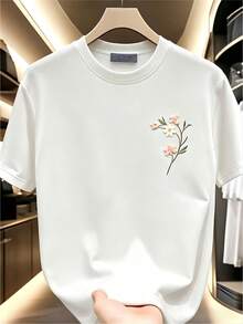 1 Piece Of [New 2026] Women's Round Neck Printed T-Shirt, Elegant And Stylish, Suitable For Spring And Summer, Easy To Wash And Store, Ideal As A Birthday/Easter Gift, Floral Embroidery Design. - 白色 - 查看 7