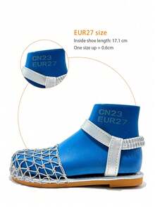 1 đôi sandal cho bé gái, chất liệu lưới dệt màu bạc, kiểu dáng bohemian, đế bằng, thích hợp cho các bữa tiệc mùa hè, đi chơi hàng ngày và đi biển. - Bạc - Xem 3
