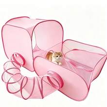 1 pieza Valla plegable para mascotas portátil comprimida elástica con forma para deportes al aire libre y viajes, color rosa - Rosa - Ver 3