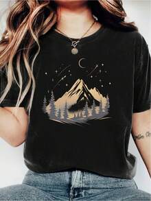 Camiseta de mujer de uste hoado y cuello redondo - Prenda superior ligera y transpirable de manga corta compatible con blusa, adecu para todas las estaciones, uso diario casual, lavable a máquina (sin transparencia, para todo tipo de cuerpos) - Negro - Ver 2