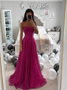 Vestido largo con tirantes y estampado dorado ideal para primavera y otoño - Rojo - Ver 1