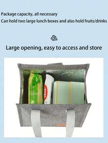 1pc Minimalist Reusable Insulated Lunch Bag, Large Capacity Bento Bag, Suitable For Back To School Season, Handheld Bag, Adult Lunch Box, Back To School Essential - Multicolor - View 7