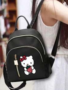 1 chiếc balo nylon họa tiết hoạt hình Hello Kitty của Sanrio, balo đi làm nhẹ nhàng, tối giản, lựa chọn hoàn hảo cho học sinh và người hâm mộ anime. - quả dâu - Xem 1