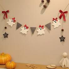 Halloween Vintage Cute Red Bow White Bell Ghost Party Decoration Banner Backdrop Wall Hanging Garland - Multicolor - View 13