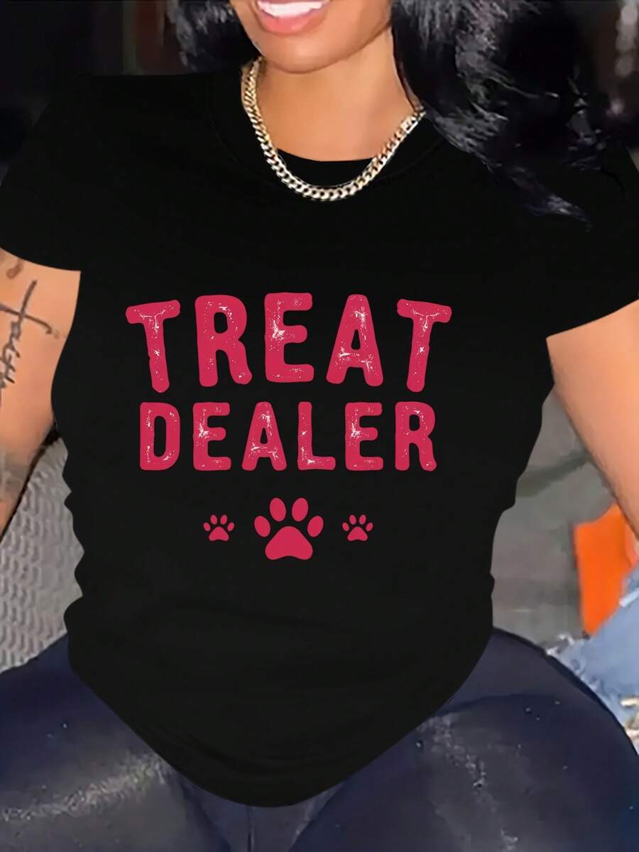 Talla Grande - Talla Grande - Talla Grande - Camiseta Rosara Mujer "Tratador de Mascotas" | Camiseta Suave y Elástica de Cuello Redondo con Estampado de Patas - Ropa Drtidara Amantes de Mascotas para Dueños de Perros - Atuendos Casuales Diarios - uste Cómodo para Todas las Estaciones, Camisetarerros, Top Gráfico Drtido