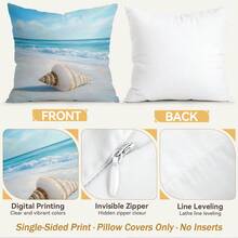 4pcs Beach Vacation Artistic Pattern Pillow Covers Without Inserts, Single-Sided Printed Cushion Covers, Suitable For Living Room, Bedroom, Home Decor, All Seasons - Multicolor - View 4